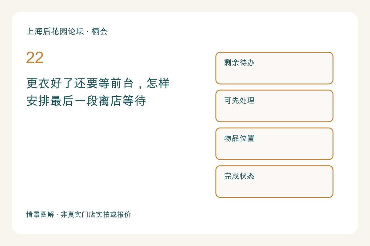 更衣好了还要等前台，怎样安排最后一段离店等待主题图解