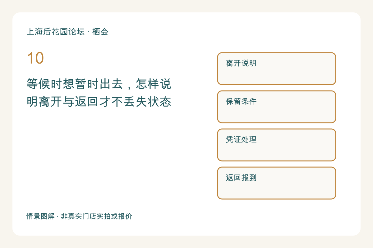 等候时想暂时出去,怎样说明离开与返回才不丢失状态主题图解